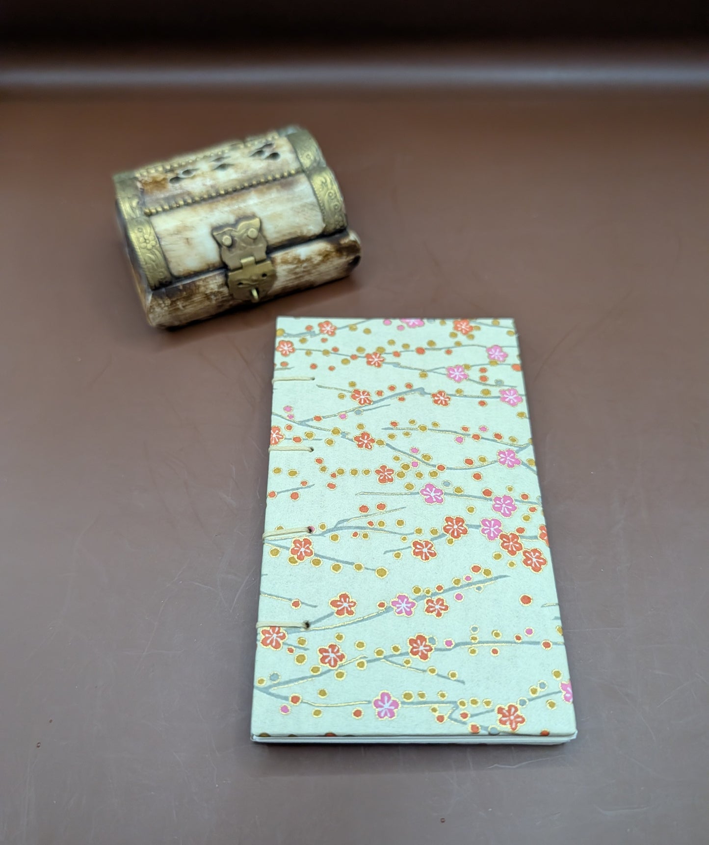 Mini Blossoms in Strawberry and Rose colors with gold accented - Mini Sketchbook - French Stitch