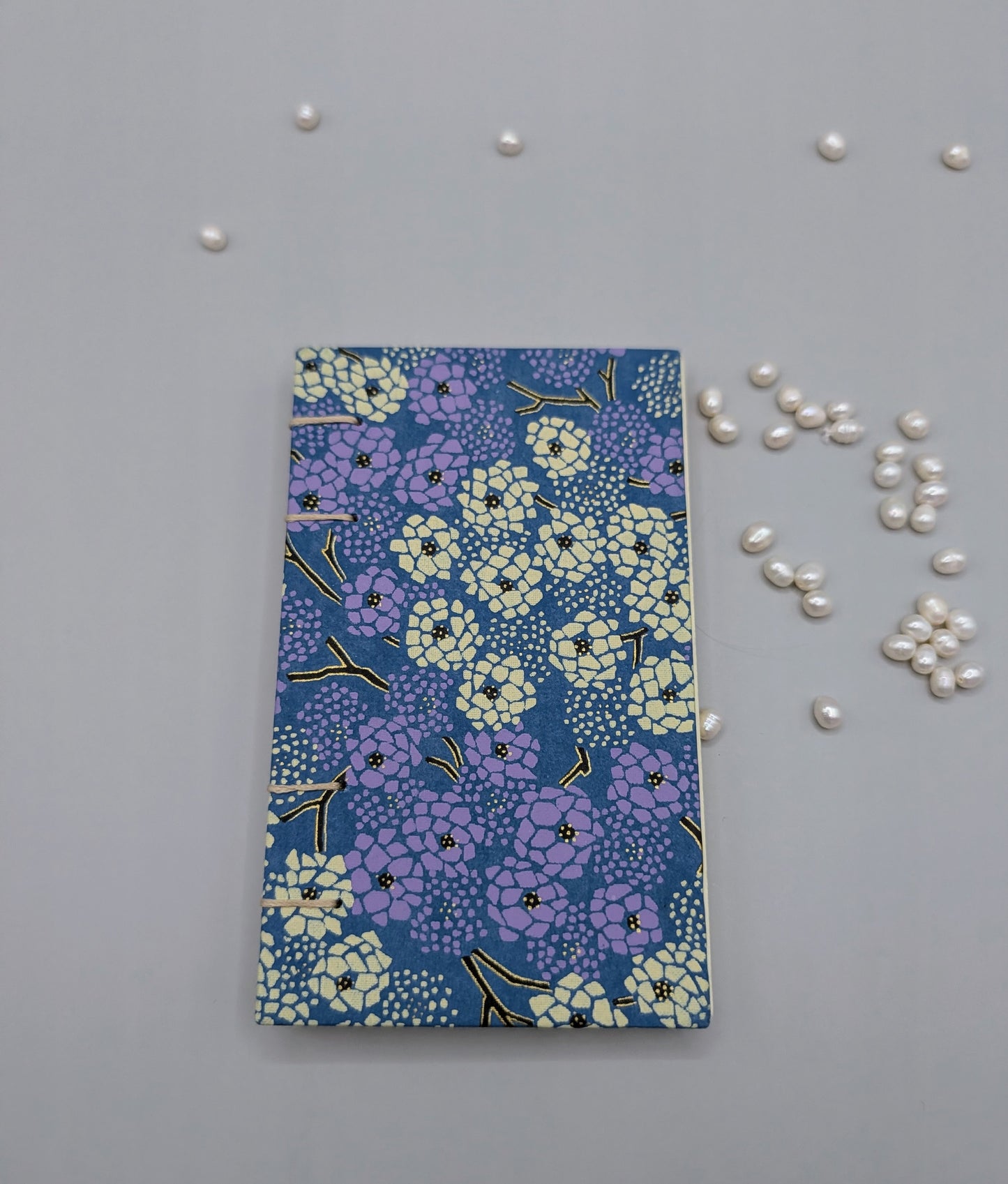 Cream and Lavender Blossoms - Mini Sketchbook - French Stitch