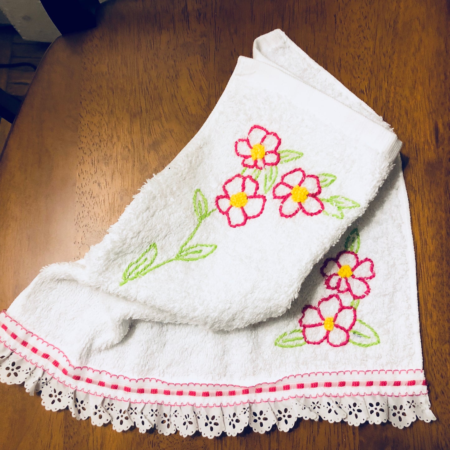 Hand Towels - Pink Flowers Pattern