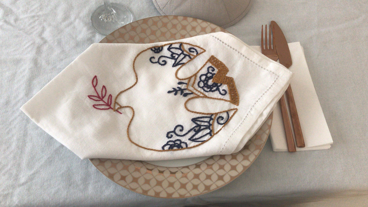 Dinner Napkins -Dove Design